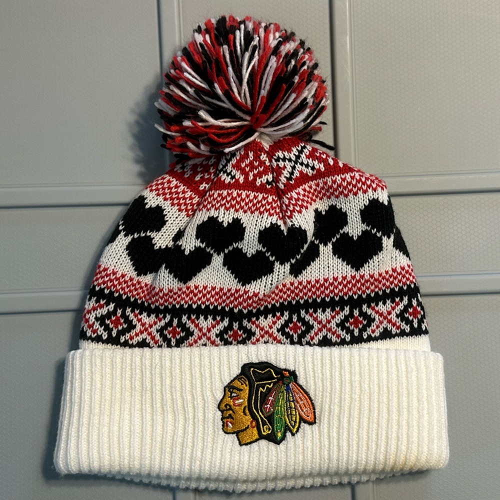 Blackhawks Knit Beanie with Pom